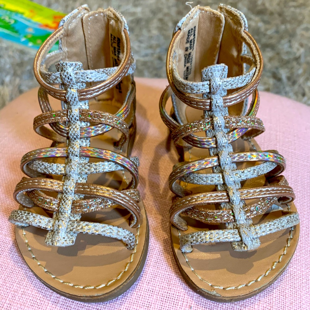 Gladiator metallic sandals for toddler girl